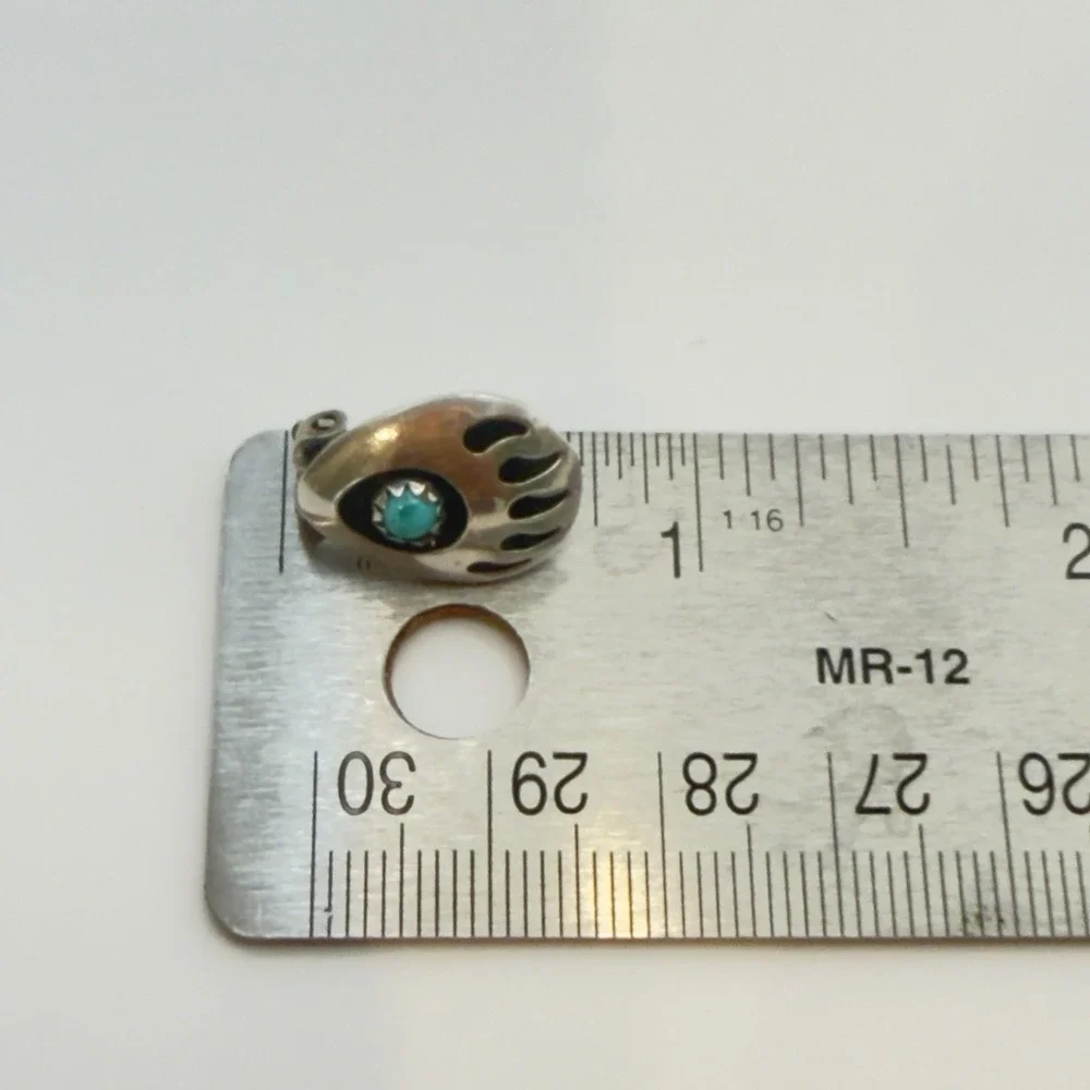 Vtg Sterling Silver 925 Southwest Turquoise Bear Paw Cuff Earrings Set Lot READ